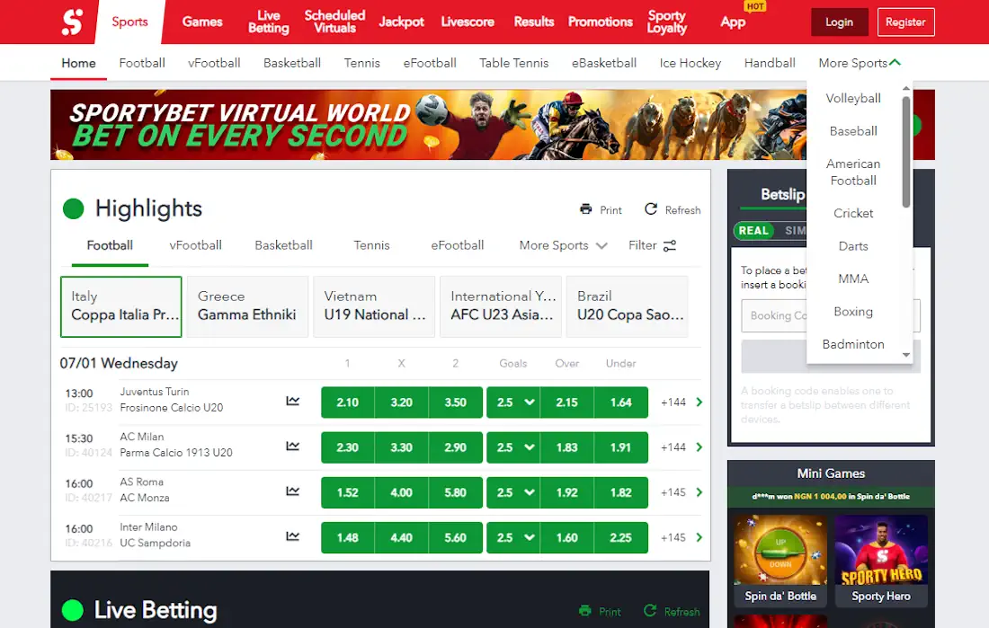 SportyBet Sportsbook and Casino Screenshot
